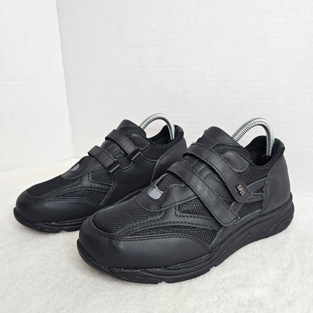 SAS TMV EZ Strap Sneakers Shoes Women's Size 7.5 WW Black Leather